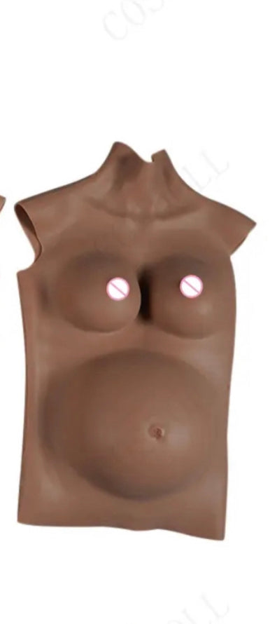Silicone Fake Pregnant Belly with Breasts - Realistic for Movie Props, Role Play, Showing Maternity Clothing and Cosplay Crossdresser