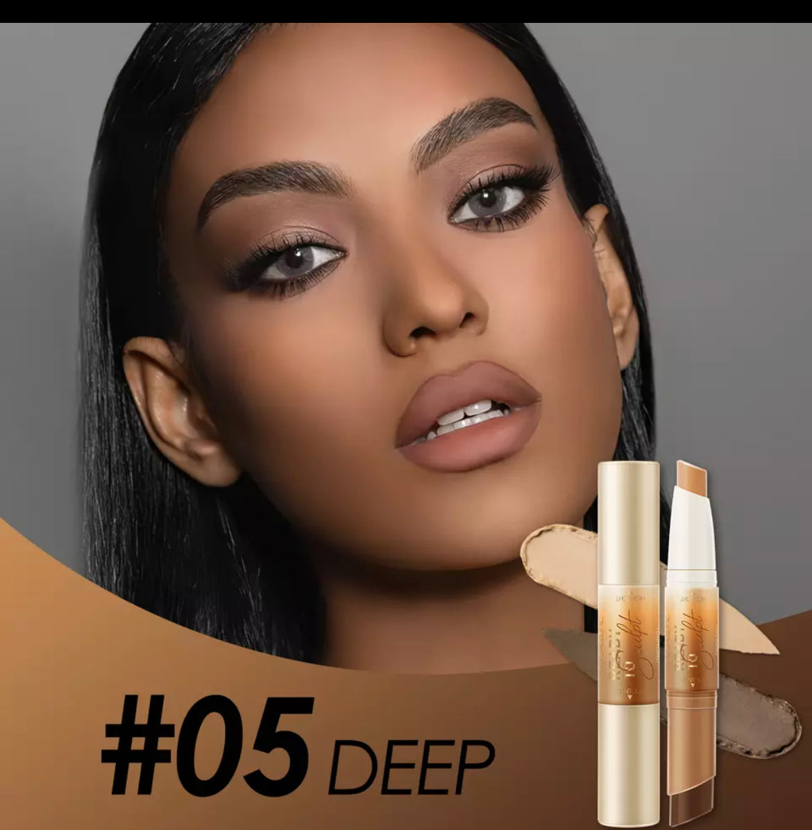 FOCALLURE 2 In 1 Matte Bronzer Highlighter Stick Long Lasting Waterproof Non-greasy and Non-drying Eye Contour Makeup Cosmetics