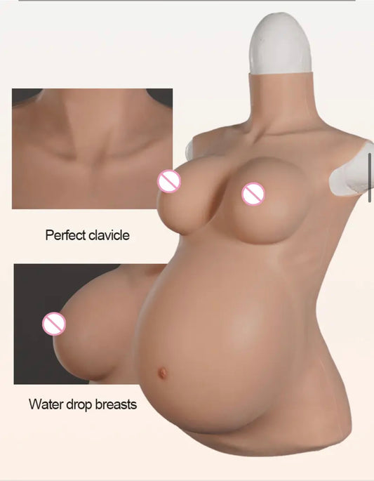 Silicone Fake Pregnant Belly with Breasts - Realistic for Movie Props, Role Play, Showing Maternity Clothing and Cosplay Crossdresser