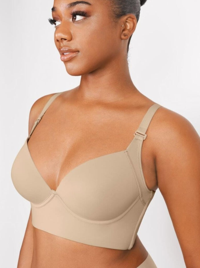 Women Push Up Deep Cup Bra Hide Back Fat Bra, With Built-in Full Back  Coverage Bras For